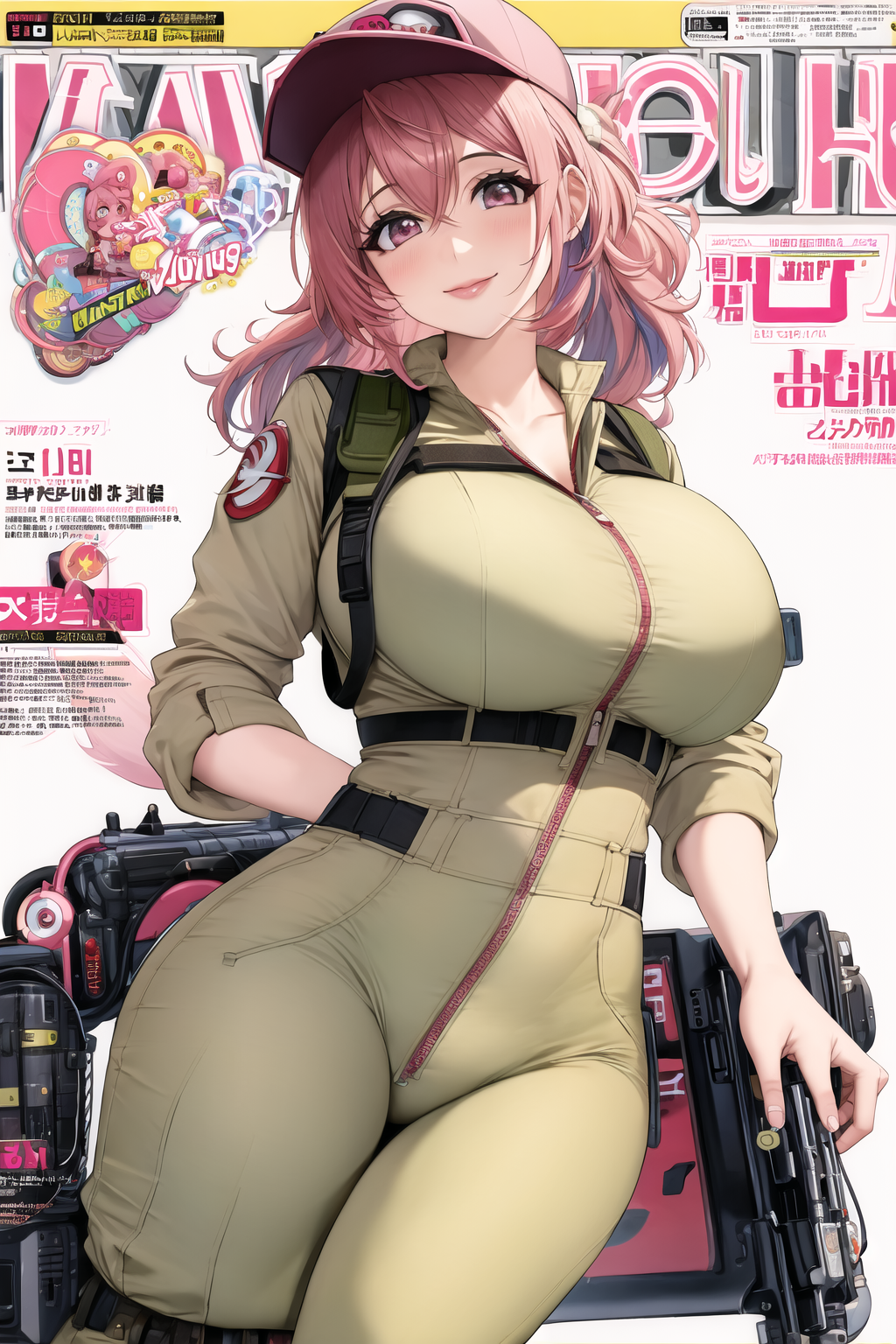 24919-1761758185-ghostbuster uniform, huge breasts, partially unzipped, wide hips, visor cap, protopack, smile, looking at viewer, lips, pink hai.png
